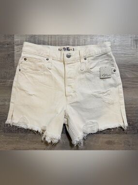 NEW Free People Bright White Cutoff Denim Shorts Size 25 Ripped Distressed $68